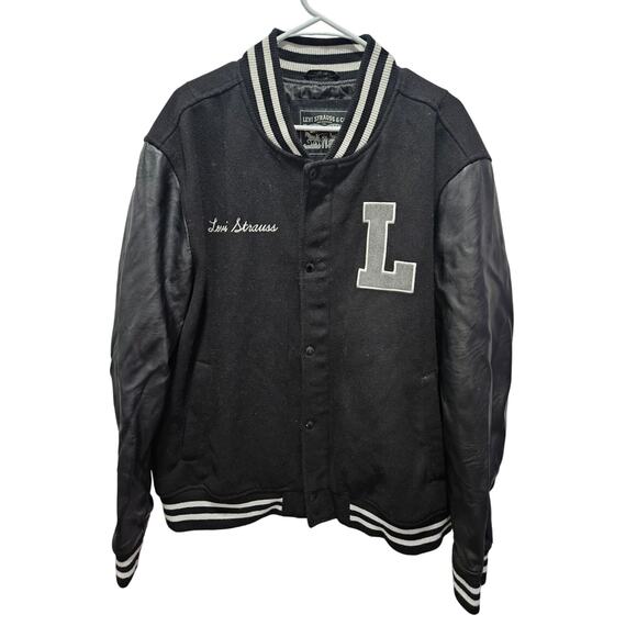 LEVI'S 73 MIXED MEDIA Letterman Varsity Bomber Wool Jacket Sz XXL - Picture 16 of 16
